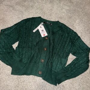 Green Knit Cardigan Top - size small